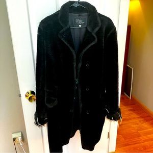 Custom embellished winter coat with funky faux fur and flower lining size M